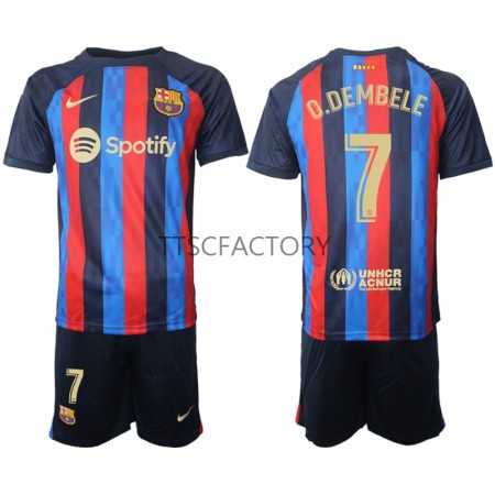 Barcellona Ousmane Dembele 7 Bambino Maglia Prima 2022/2023 Manica Corta (+ Pantaloncini)